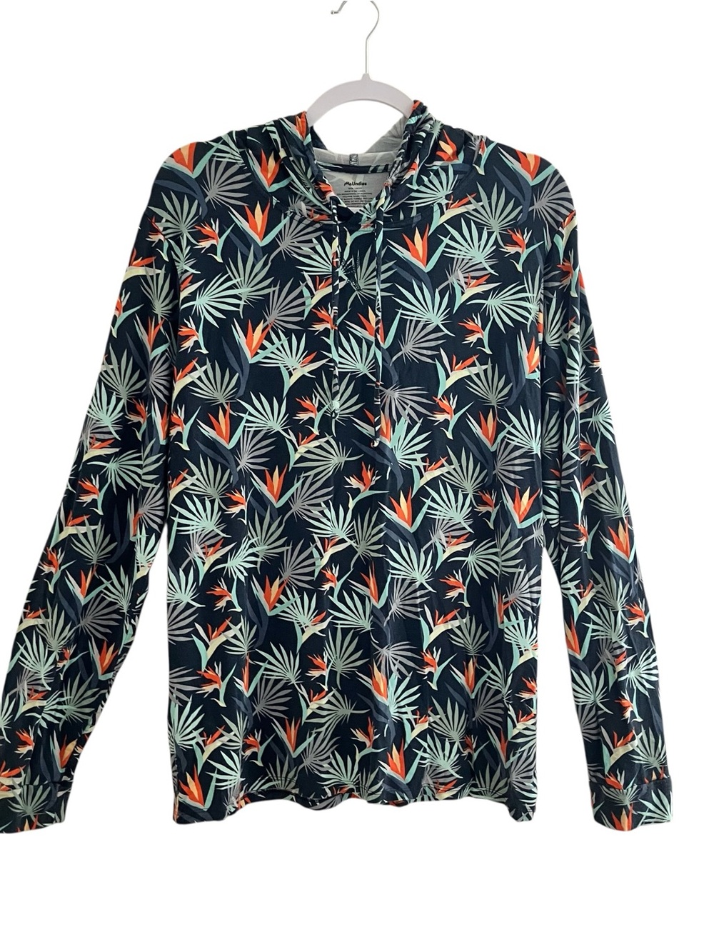 MeUndies Tropical Hooded Pullover Women’s XL Bird of Paradise Lightweight Hoodie